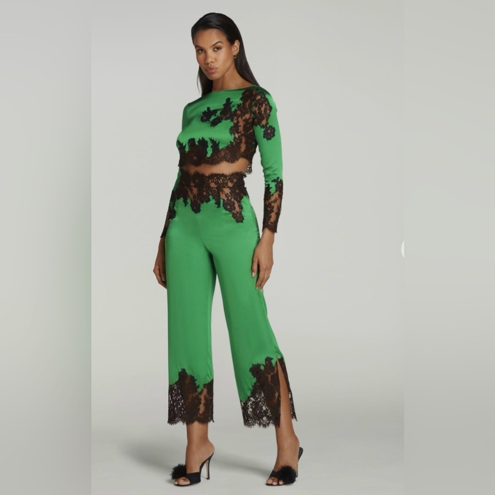 Agent Provocateur Trishya Pajama Trouser Emerald Green Silk NEW Retail $950!